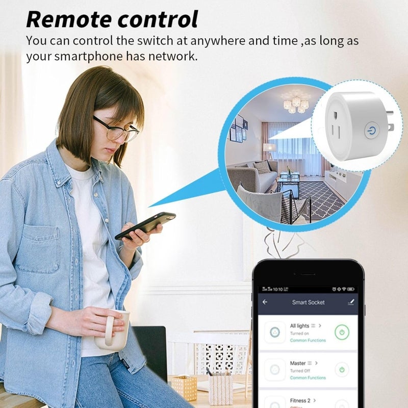 Sanofuturion WiFi Smart Plug | Compatible with Alexa & Google Home | WiFi Outlet for Remote Control & Timer and Schedule Function | No Hub Required | Safety Certified (2Pack) - Image 2
